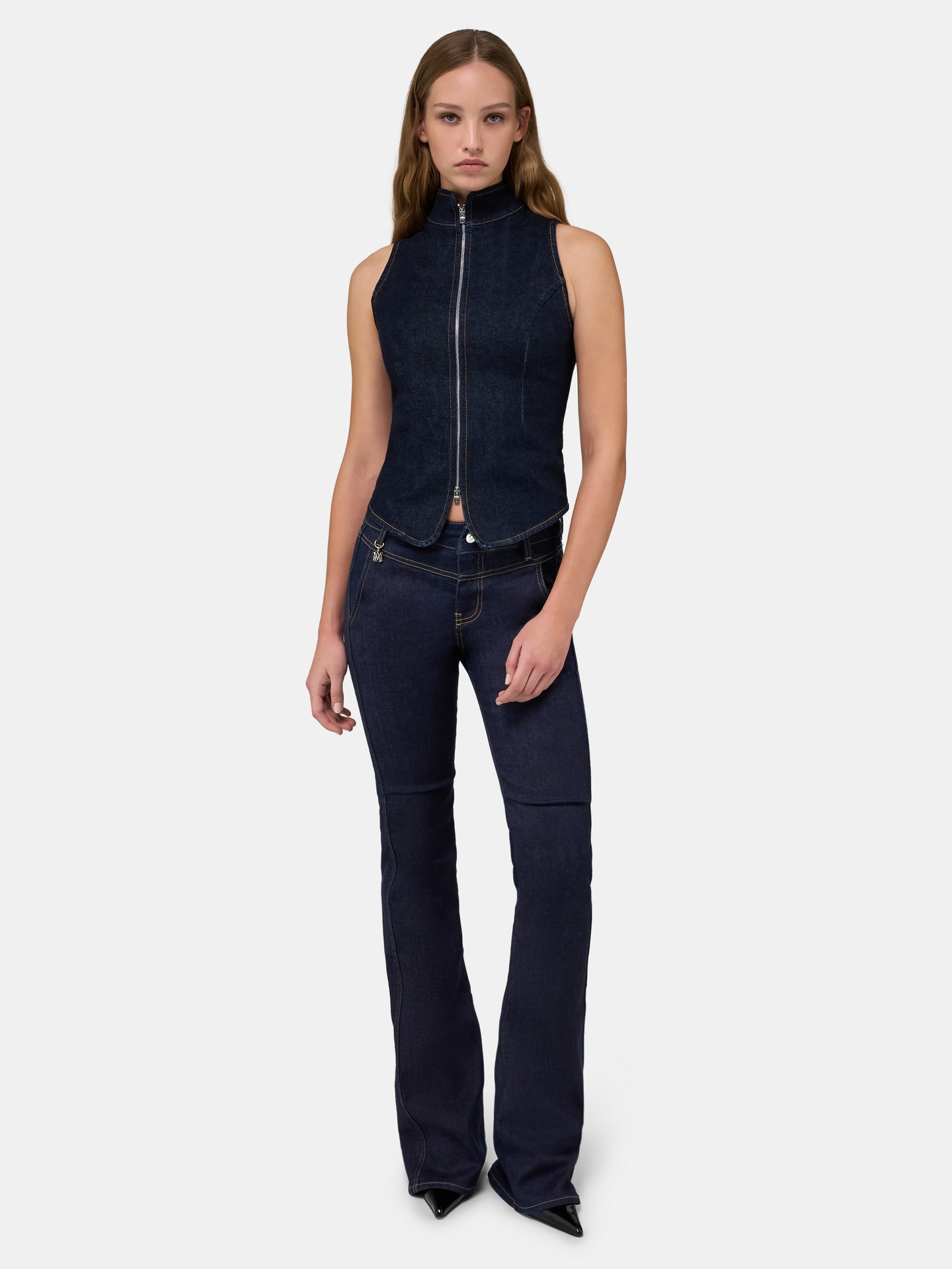 WOMEN - WOMEN'S AMIRI RAW DENM ZIP TOP - Raw Indigo