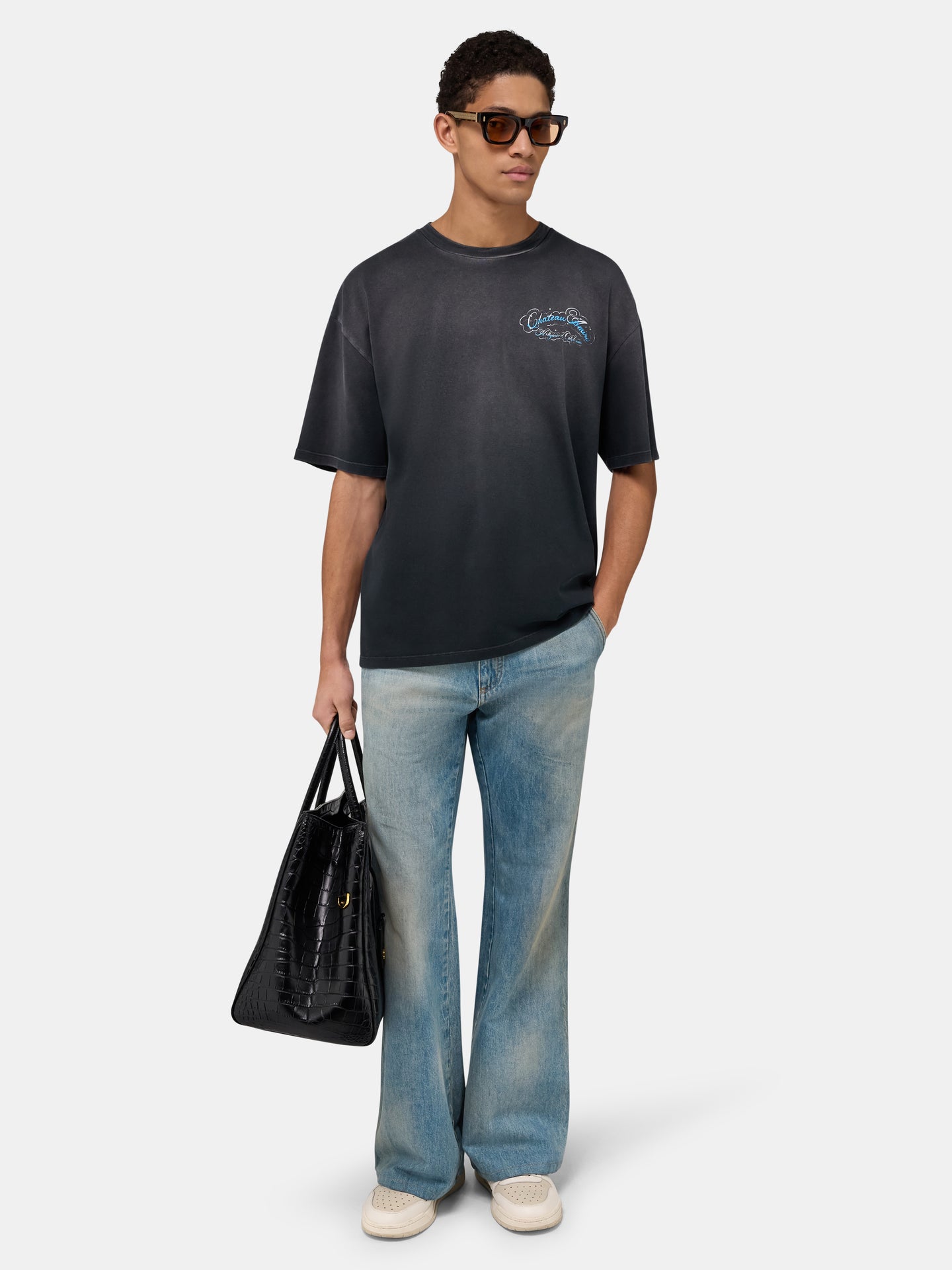 CRYSTAL CHATEAU SCRIPT OVERSIZED TEE - Black