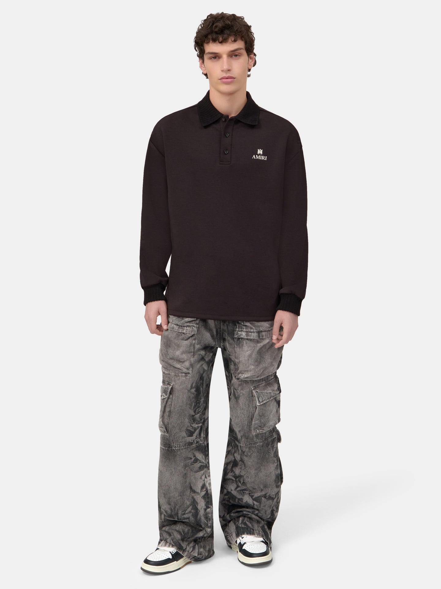 MA OVERSIZED LONG SLEEVE POLO - Black