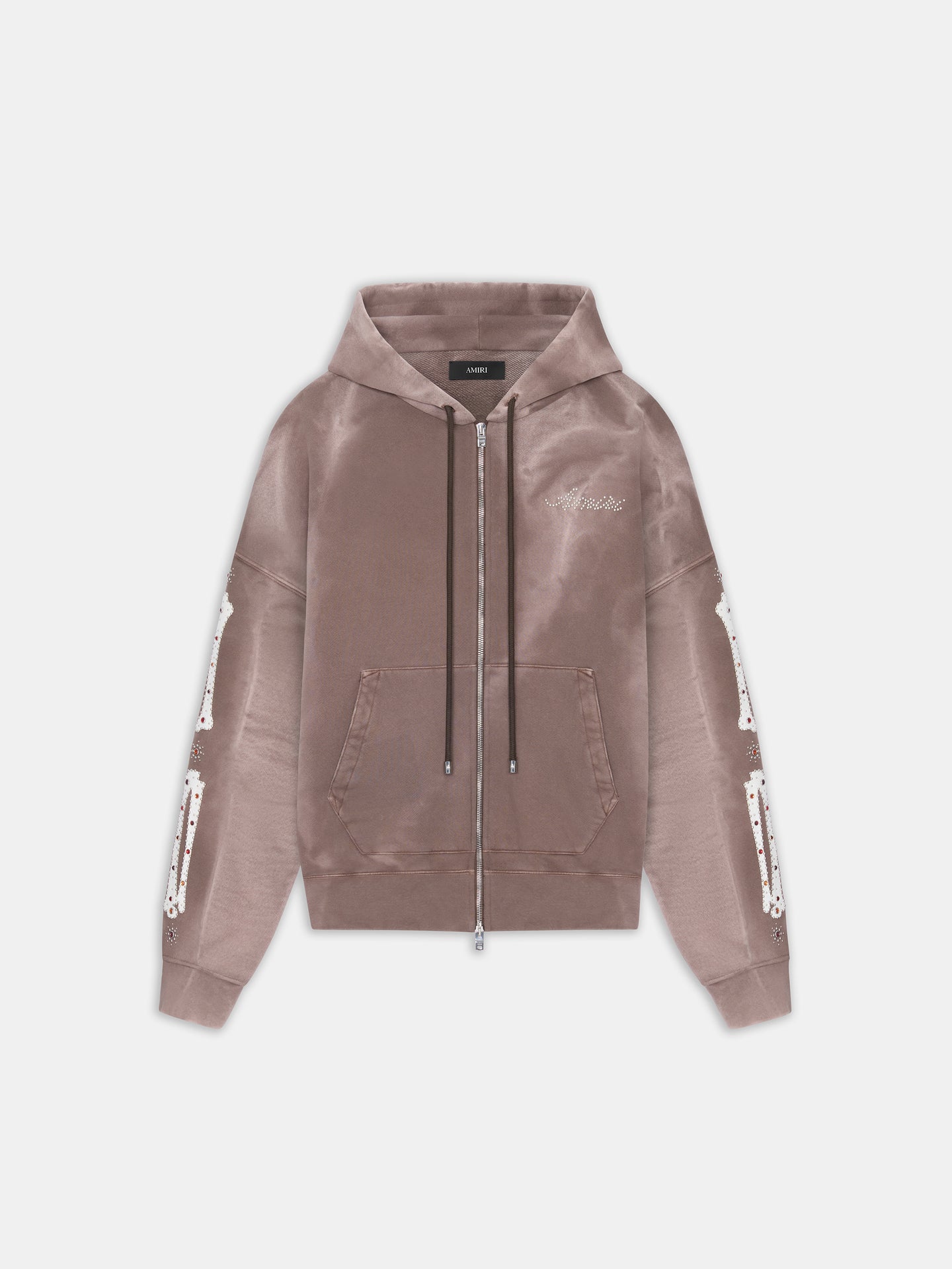 WOMEN - WOMEN'S BONES STUDDED ZIP HOODIE - Dark Brown