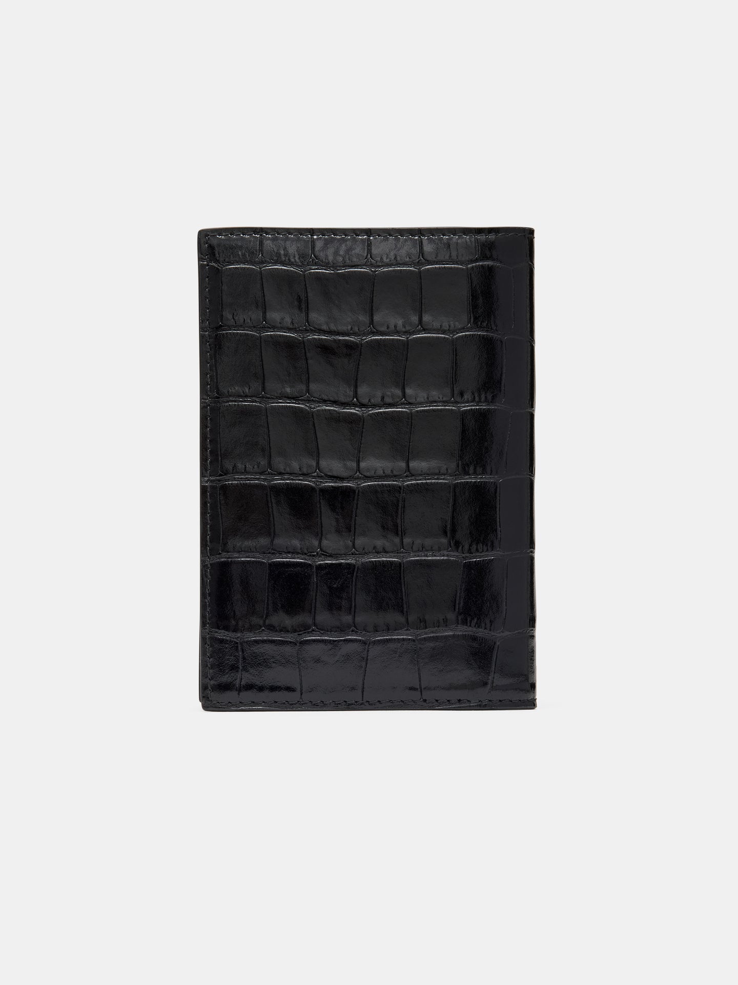 CROC EMBOSSED PASSPORT HOLDER - BLACK