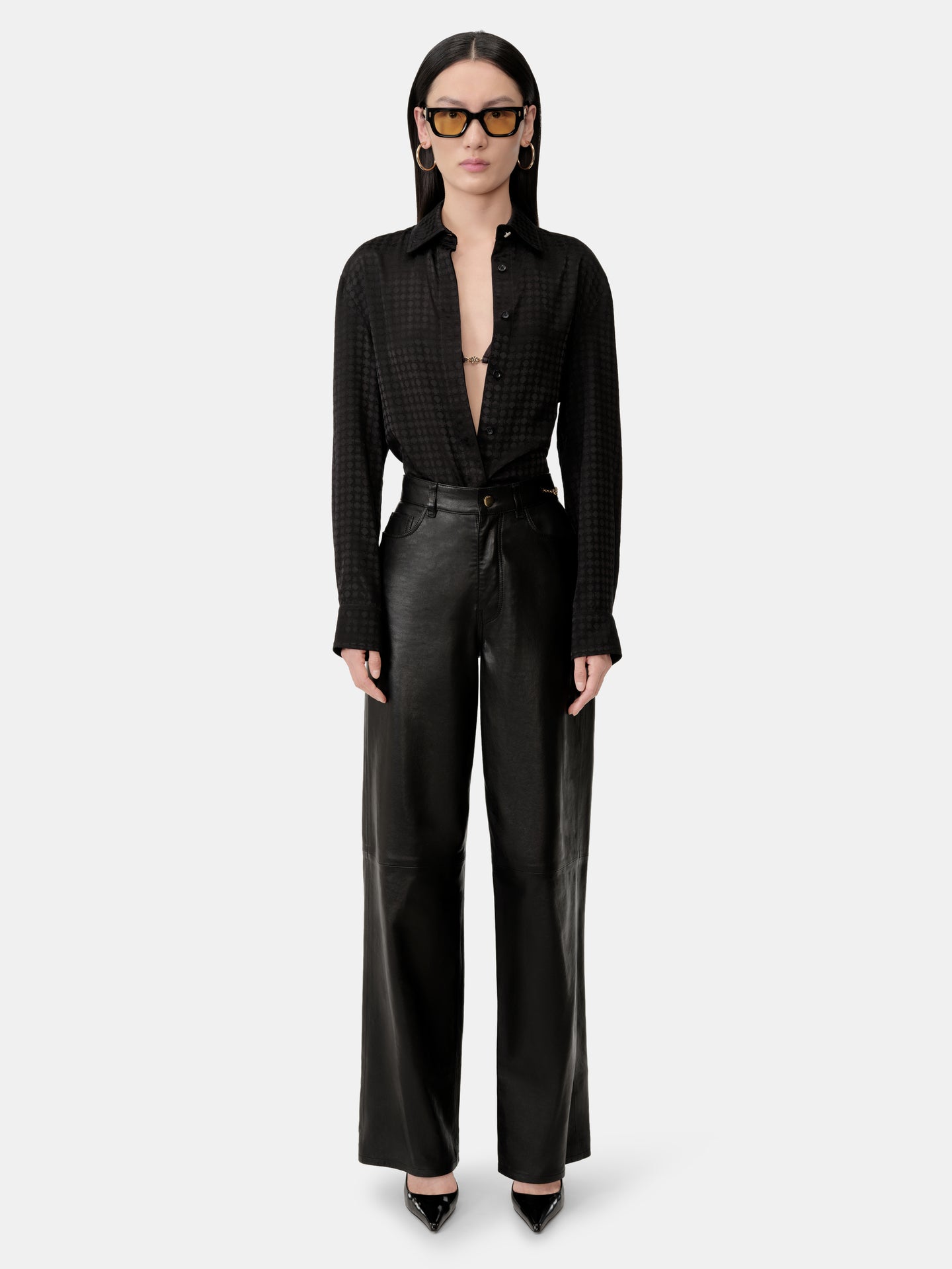 WOMEN - WOMEN'S LEATHER STRAIGHT PANT - Black