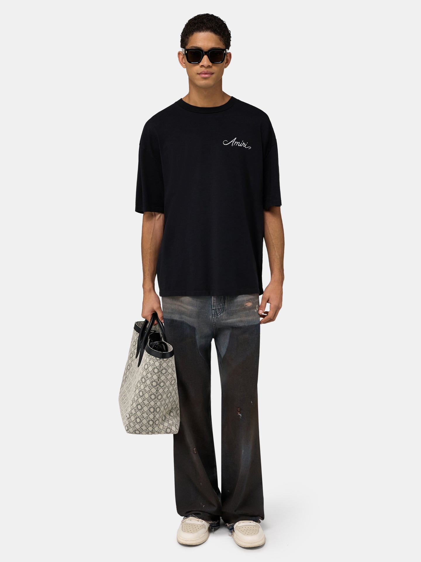 MA QUAD CHECKERBOARD OVERSIZED TEE - Black