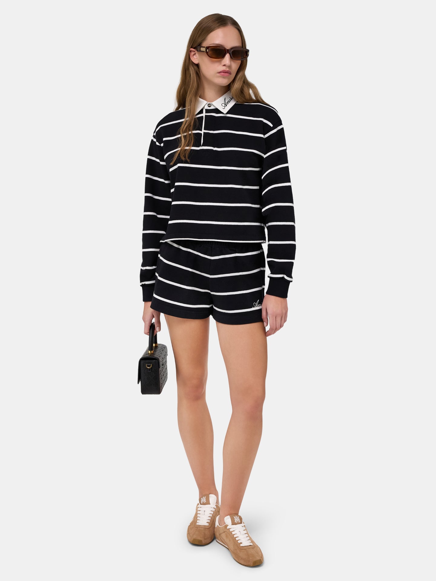 WOMEN - WOMEN'S STRIPED SWEATSHORT - Black