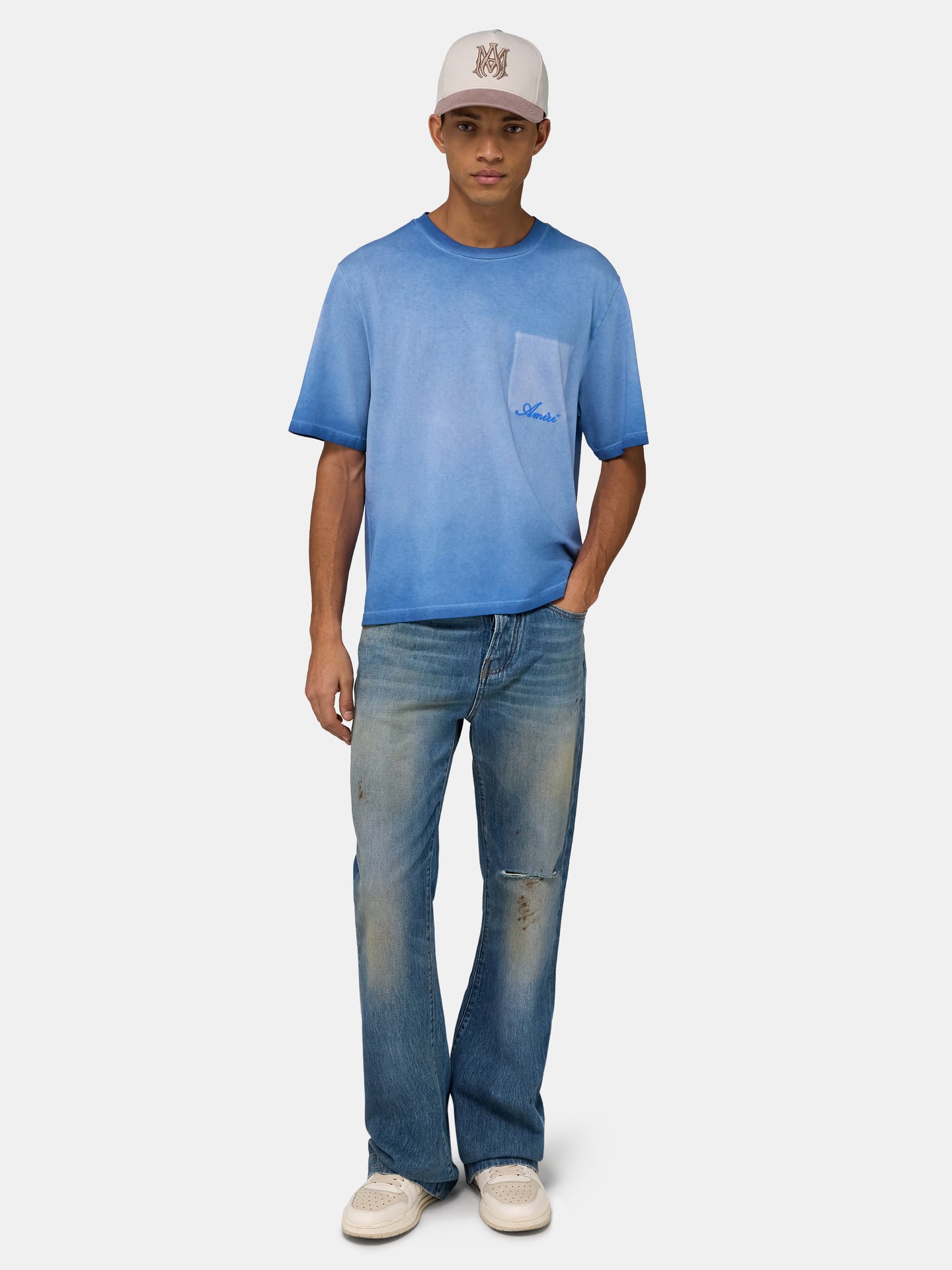FADED POCKET BOX TEE - Sapphire