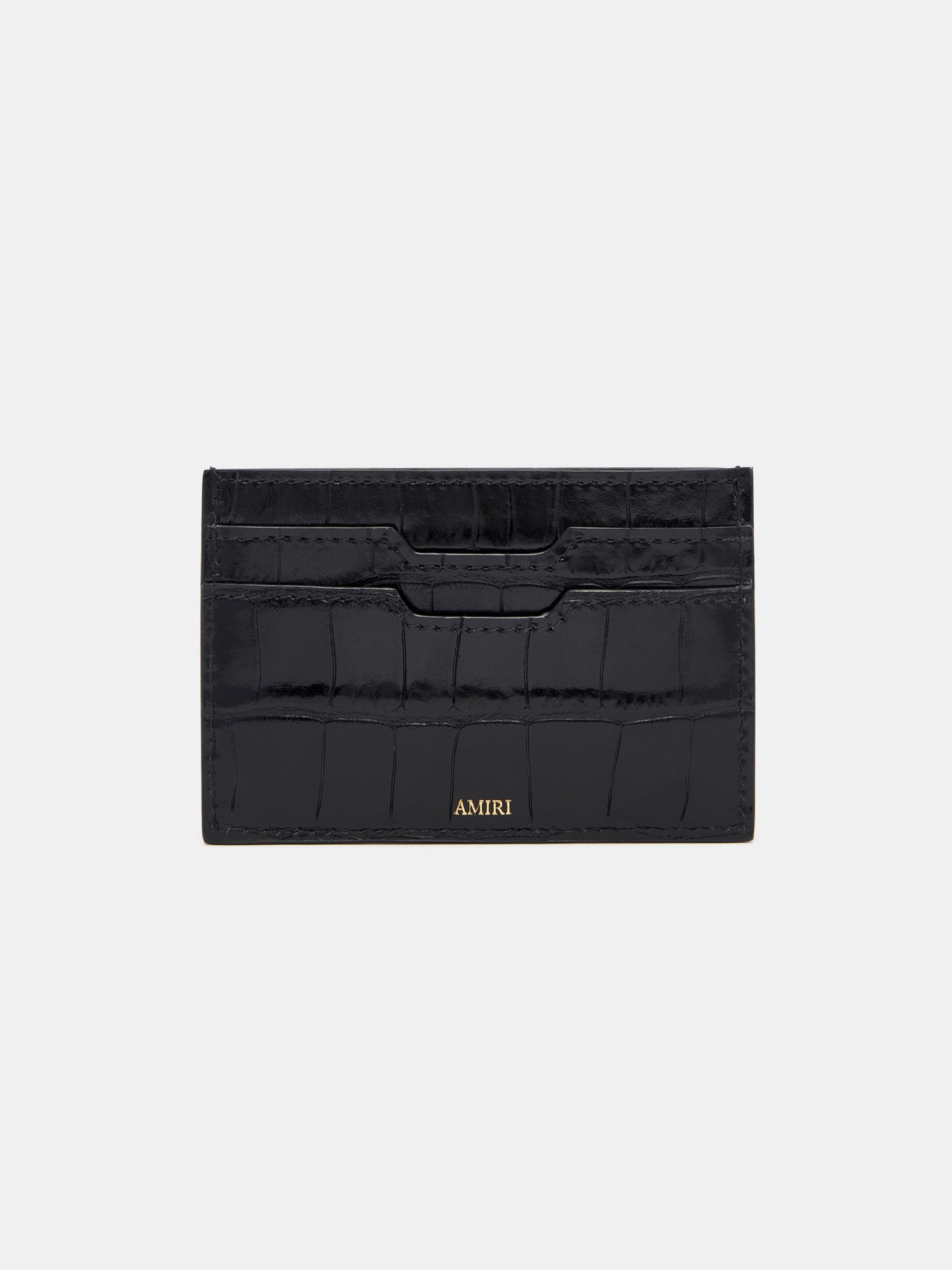CROC EMBOSSED CARD HOLDER - BLACK