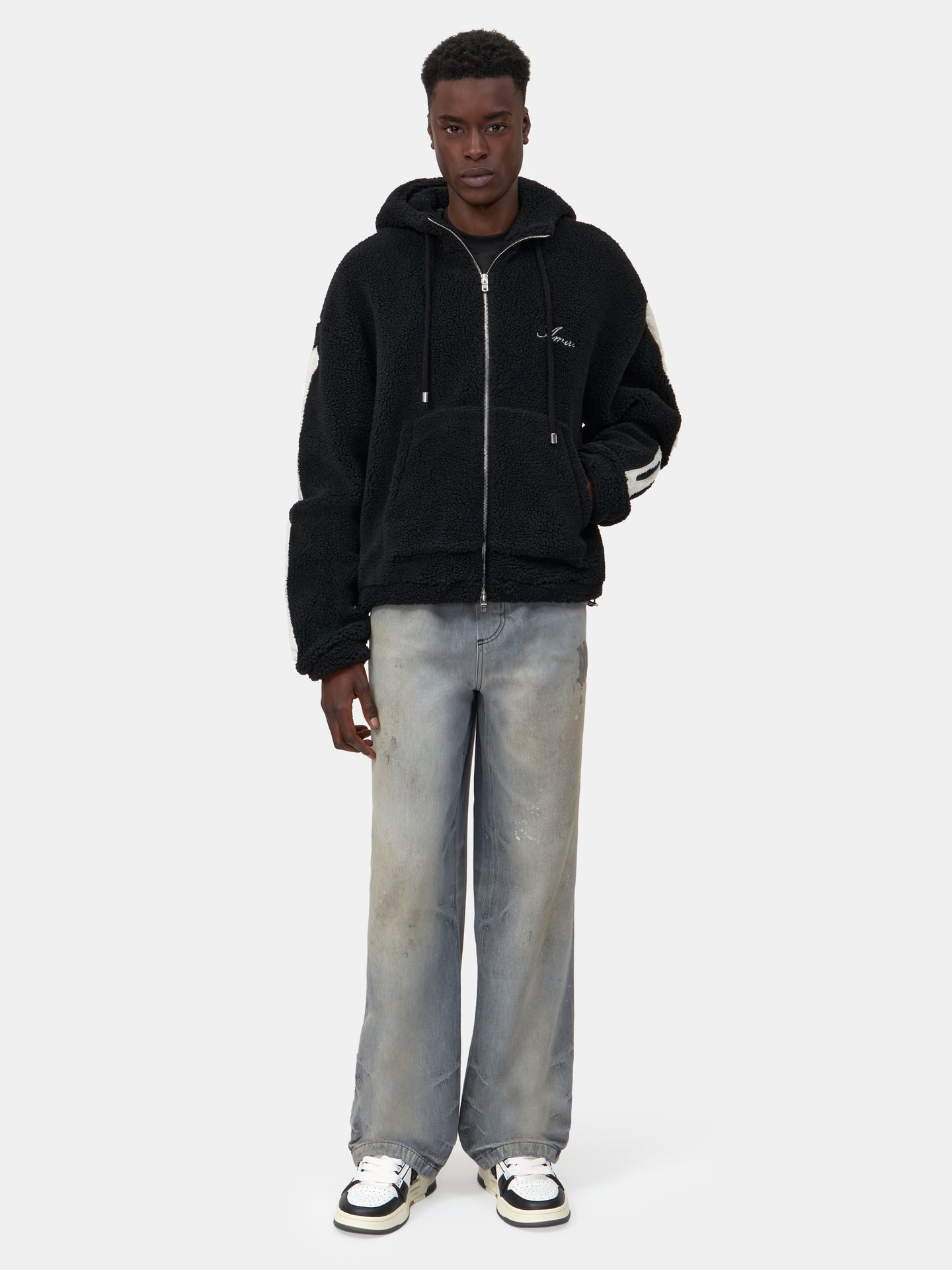 BONES FLEECE ZIP HOODIE - Black
