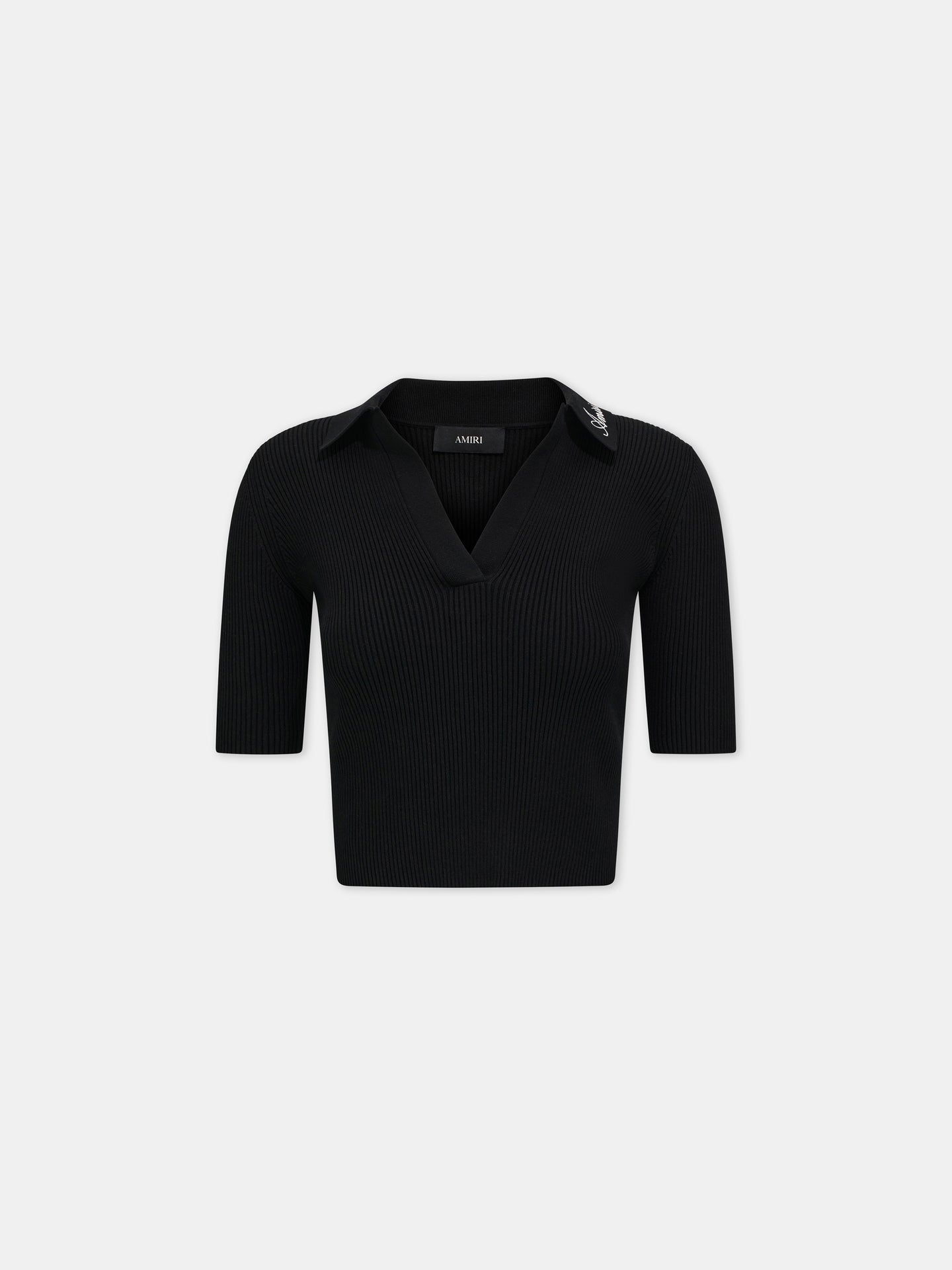 WOMEN - WOMEN'S SCRIPT RIB KNIT SS POLO - Black