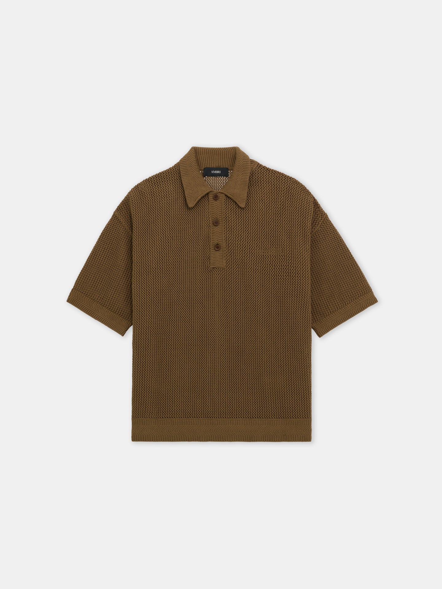 AMIRI CROCHET MESH POLO - Espresso
