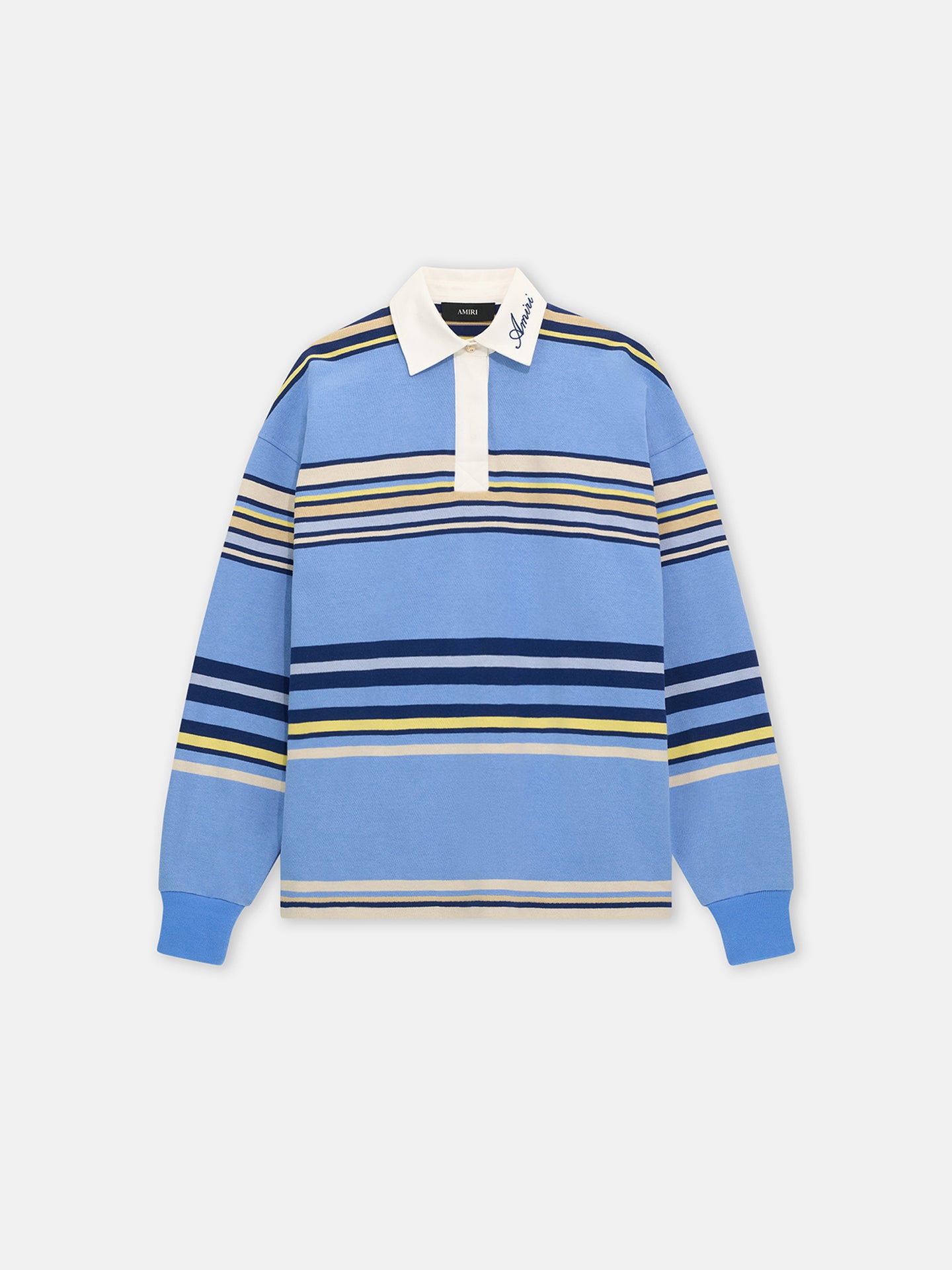 STRIPED OVERSIZED LONG SLEEVE POLO - Blue
