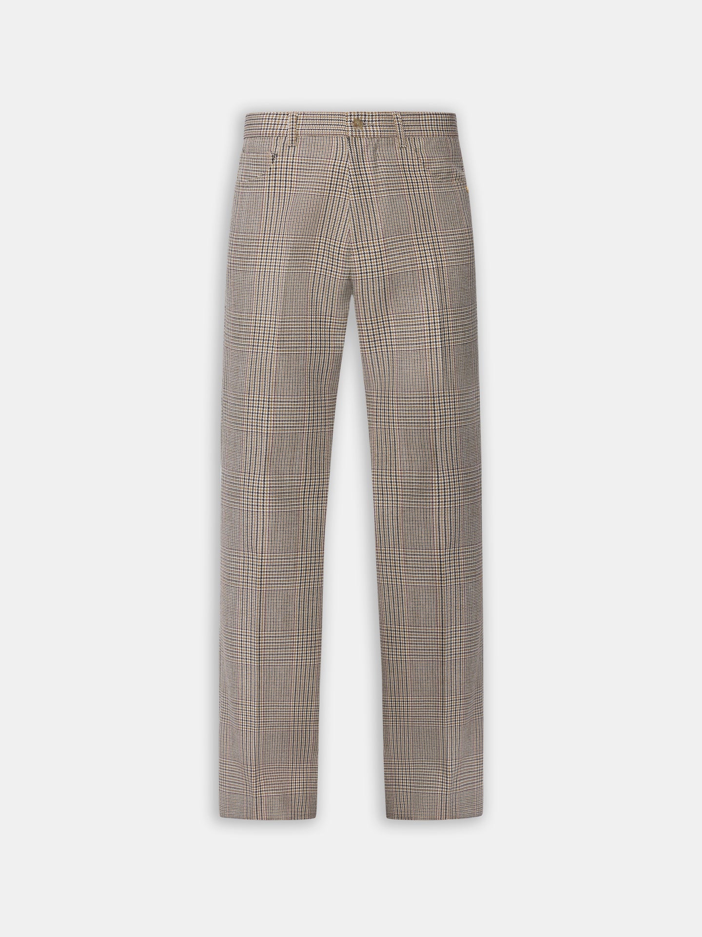 CHECK BOOT CUT PANT - Taupe