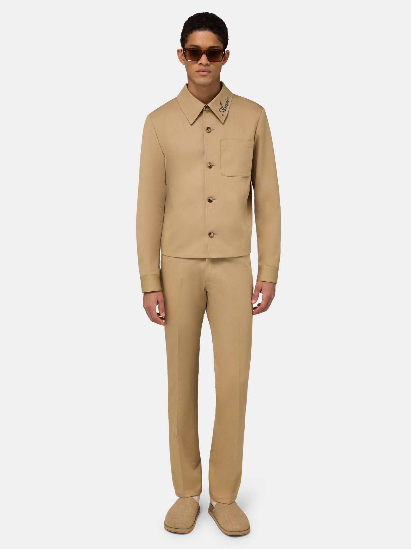 SCRIPT COLLAR SHIRT JACKET - Earth