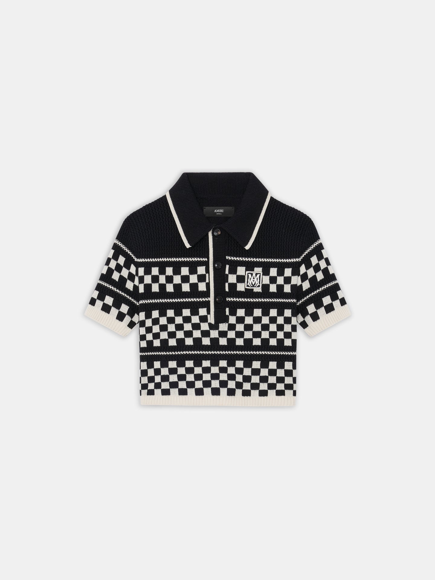 WOMEN - WOMEN'S CHECKERED MESH POLO - Black