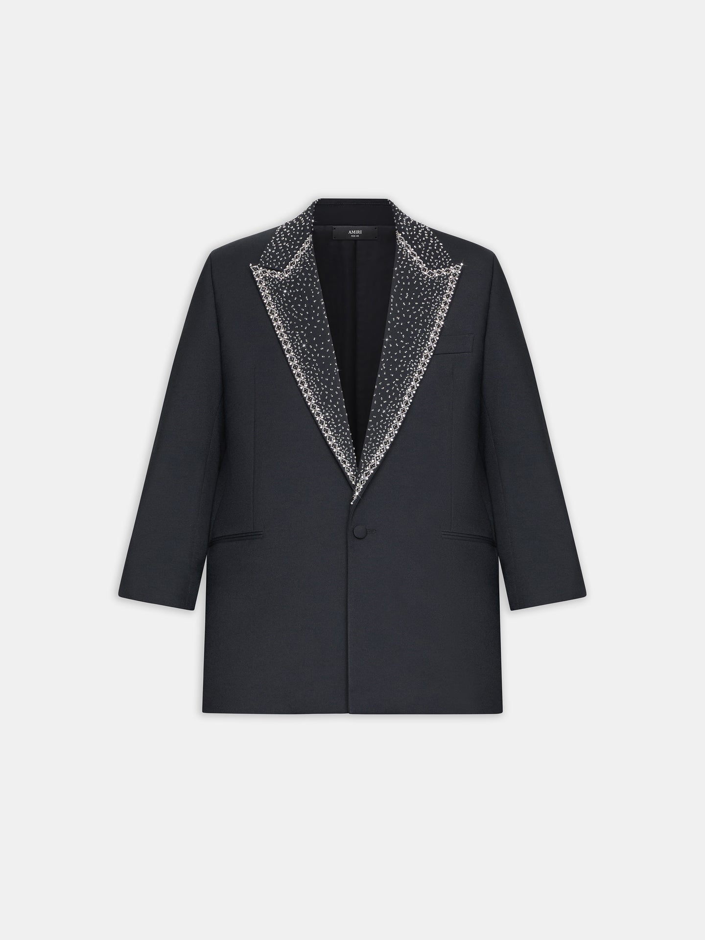 EMBELLISHED LAPEL SINGLE-BREASTED BLAZER - BLACK