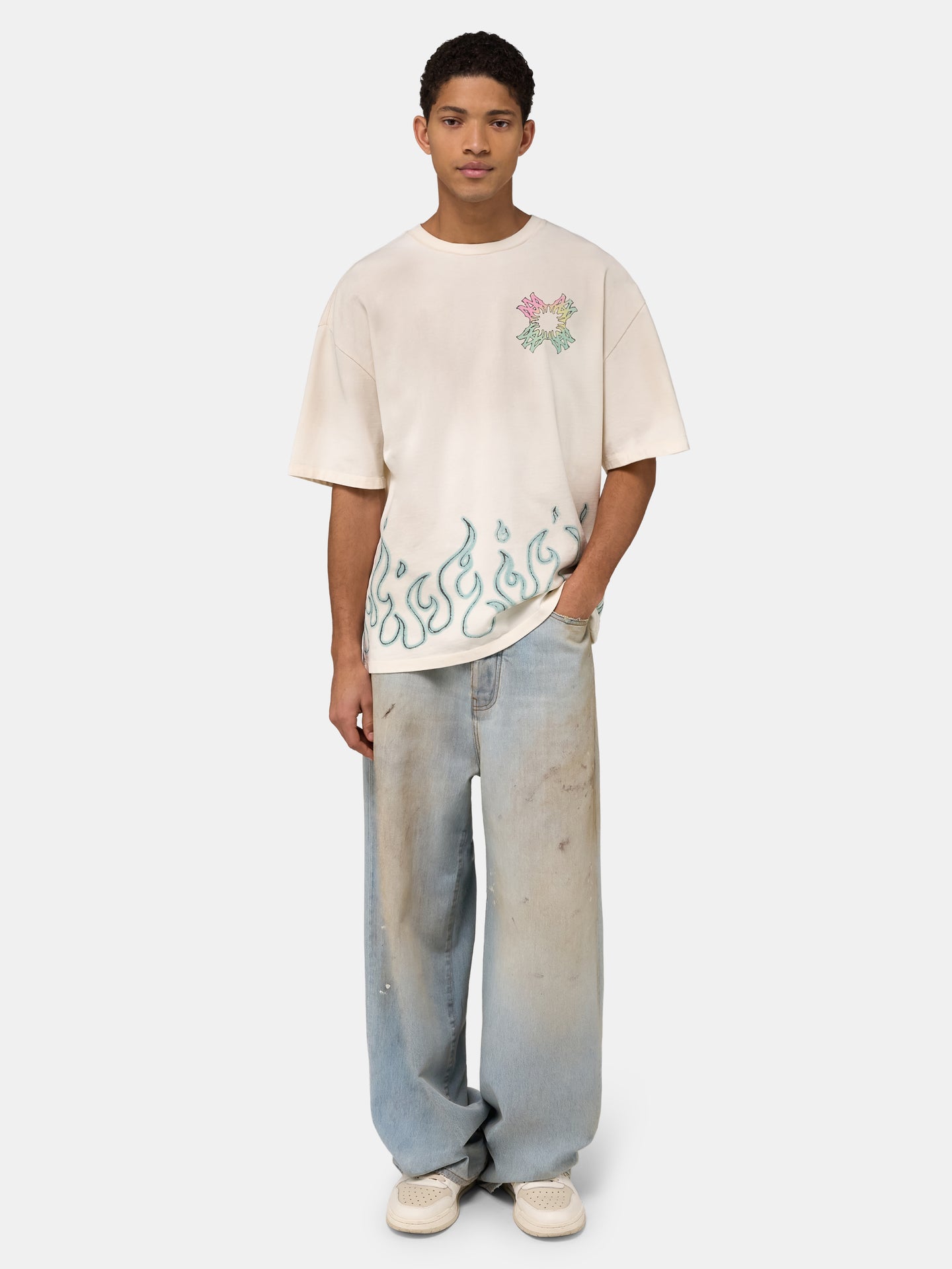 MA QUAD FLAMES OVERSIZED TEE - Ivory