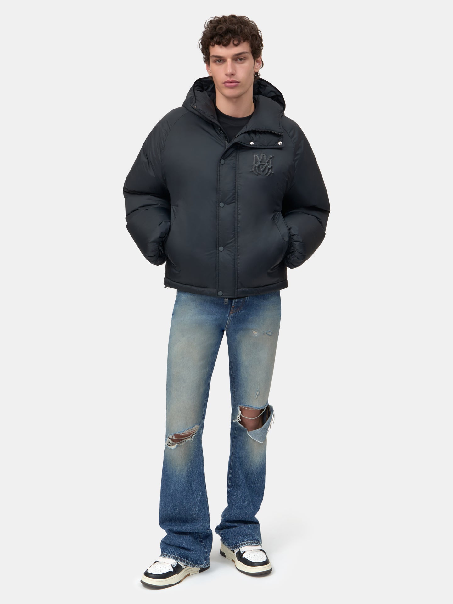 AMIRI HOODED DOWN JACKET - Black