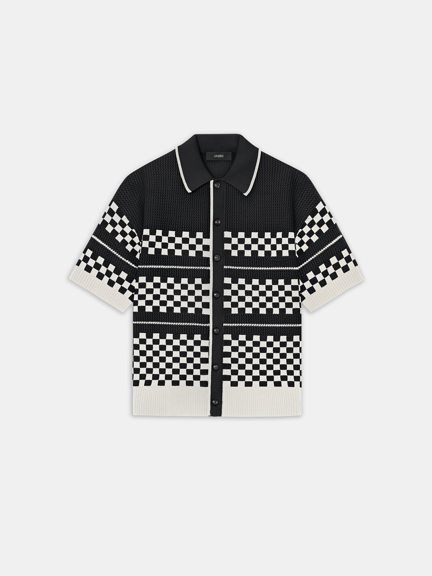 CHECKERED MESH SHIRT - Black