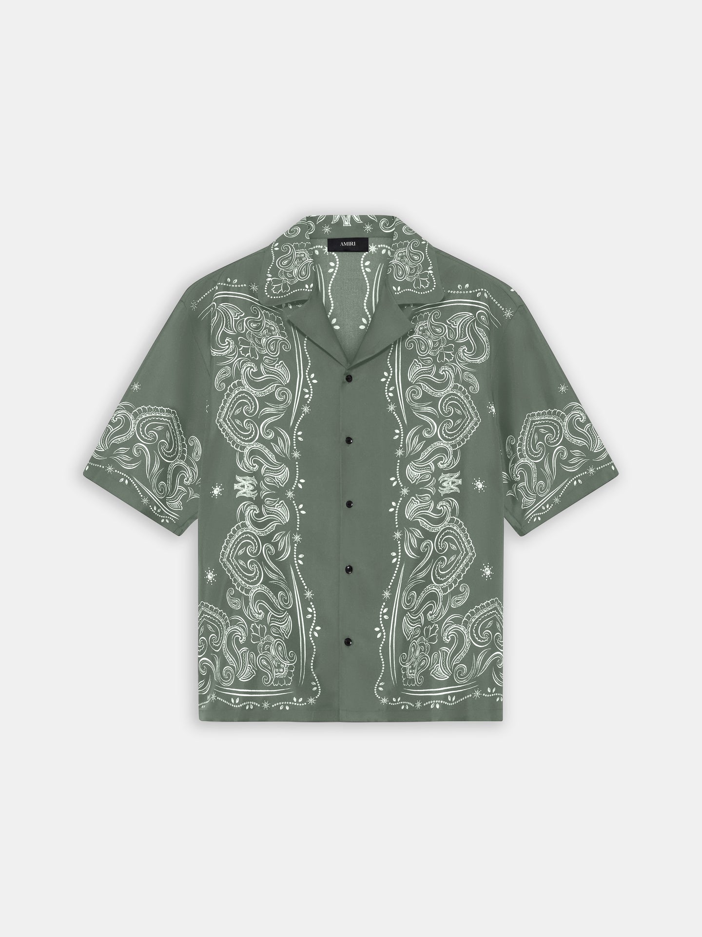 BANDANA PAINT OVERSIZED BOWLING SHIRT - Dark Sage