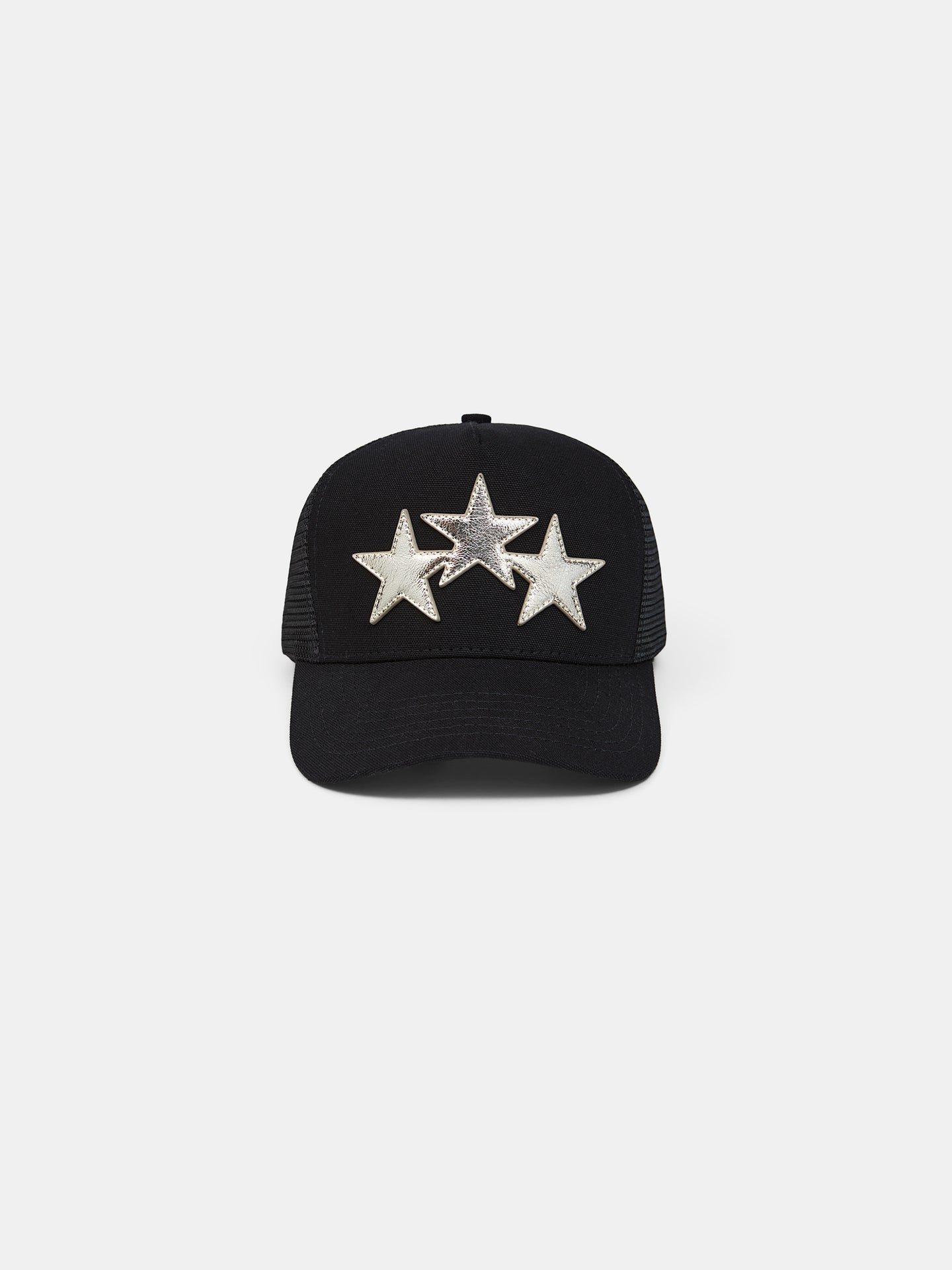 3 STAR METALLIC TRUCKER HAT - Black/Silver