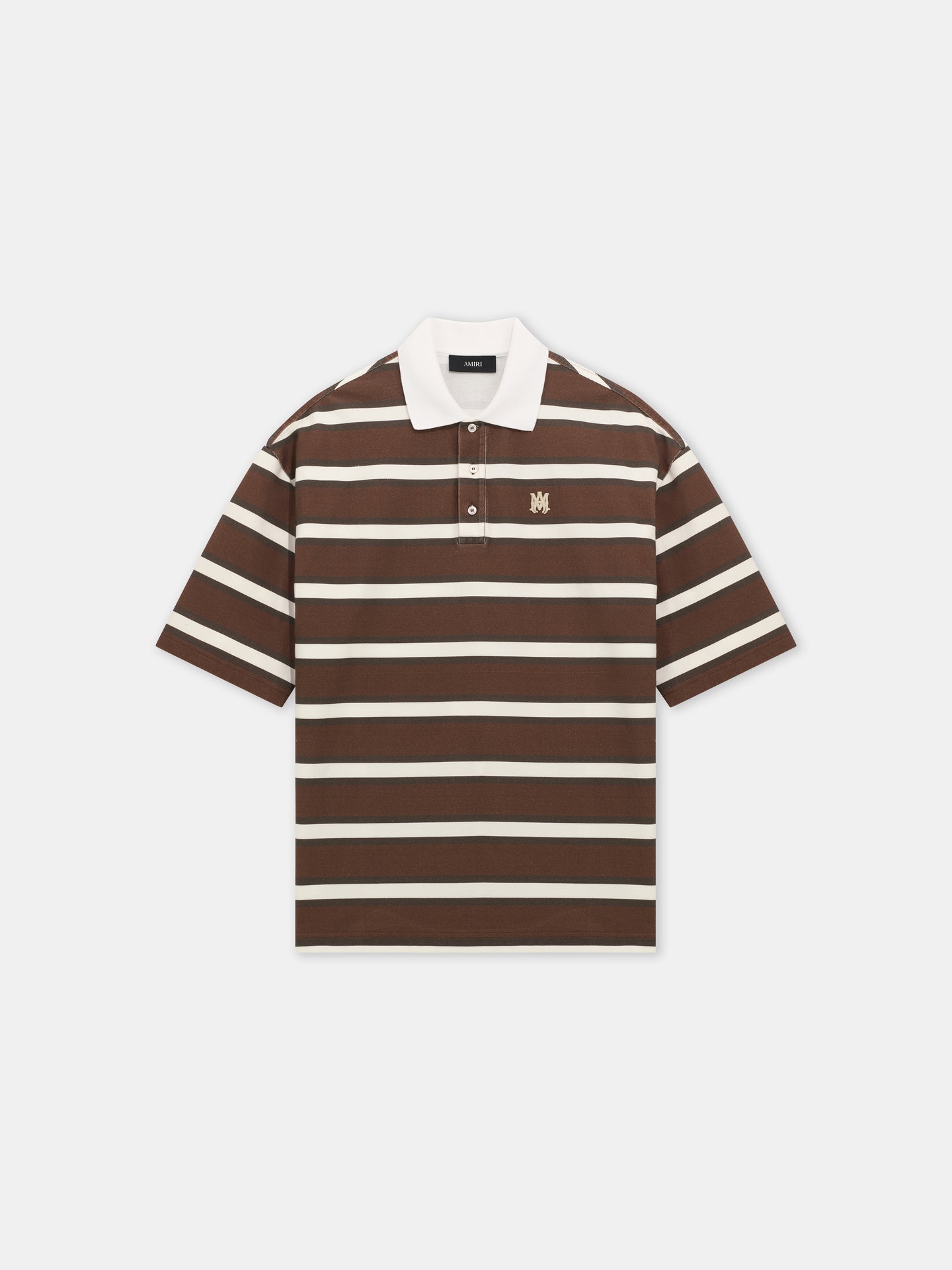 MA STRIPED OVERSIZED POLO - Tobacco
