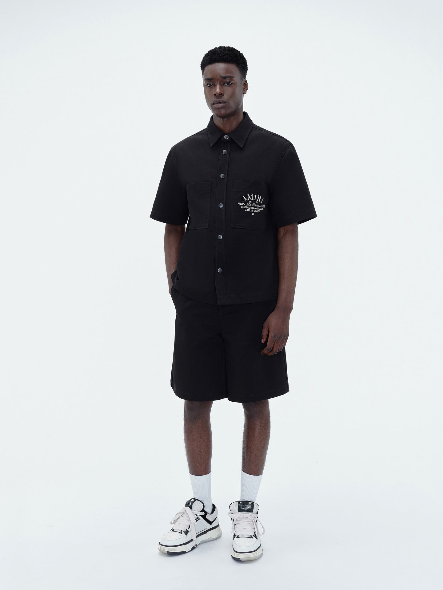 AMIRI ARTS DISTRICT CAMP SHIRT - BLACK